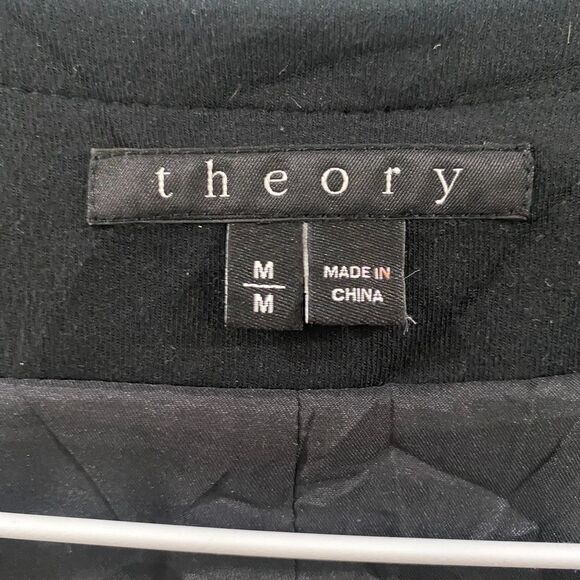 Theory Yaisa Classical Genuine Leather Sleeve Jacket - Black M - Picture 7 of 9